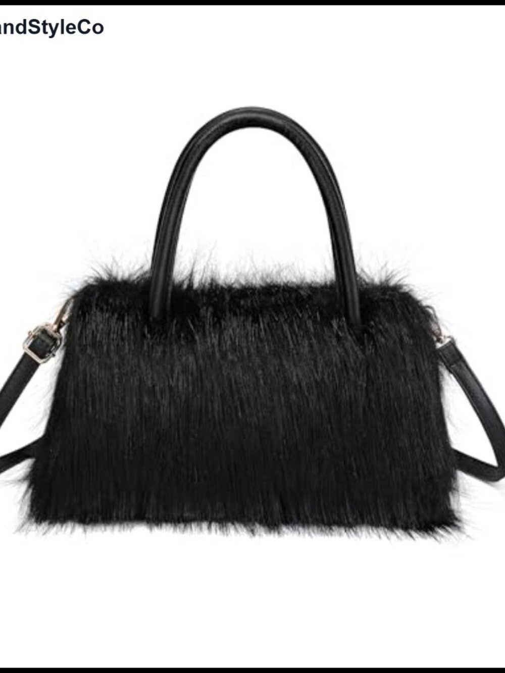 Faux Fur Tote Bag Faux Leather Trim Furry Shoulder Handbag